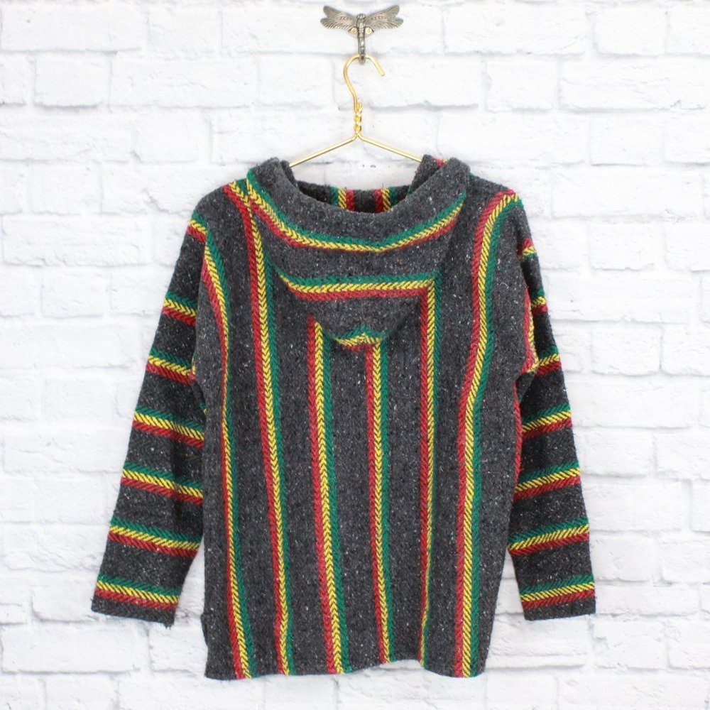 Yarina Baja Bohemian Hippie Style Drug Rug Pullover Hooded Sweater Size S - Picture 4 of 8